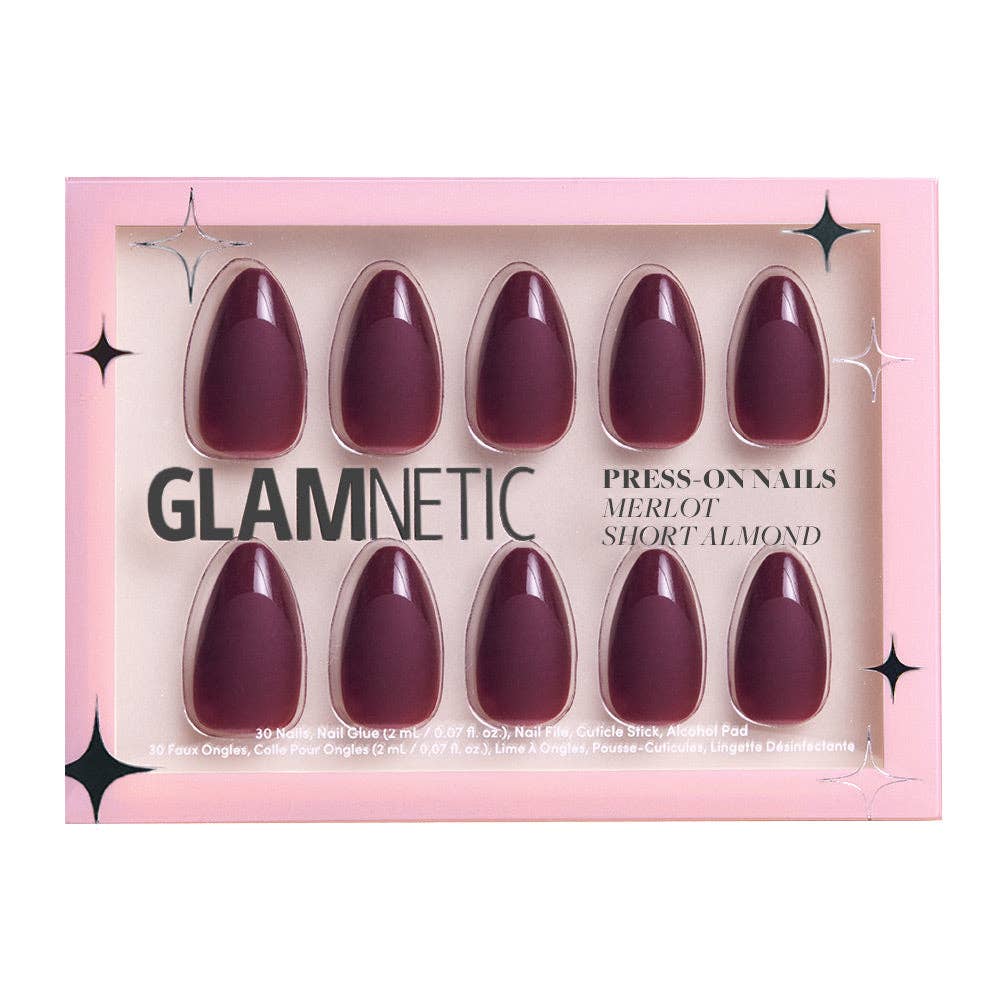 Glamnetic - Wholesale Press-On/Fake Nails - Merlot Press-On Nails| Matte Finish| Gloss French Tip| Short1