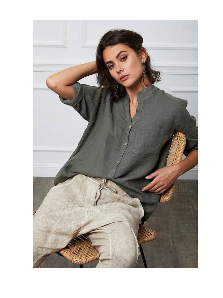 LÉA & LUC - Wholesale Button Down Shirt - Women's - 100% Linen Blouse REF. 6367