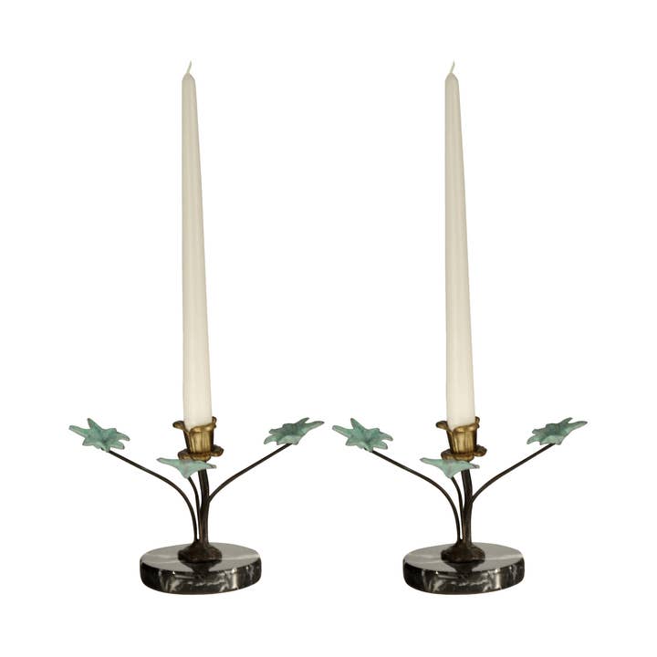 Maple Leaf Metal 2-Piece Candle Holders for wholesale by Dale Tiffany