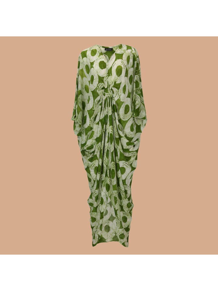 Besida - Wholesale Kaftan - Women's - Dreams Green African Print Hand Dye Kaftan Dress2