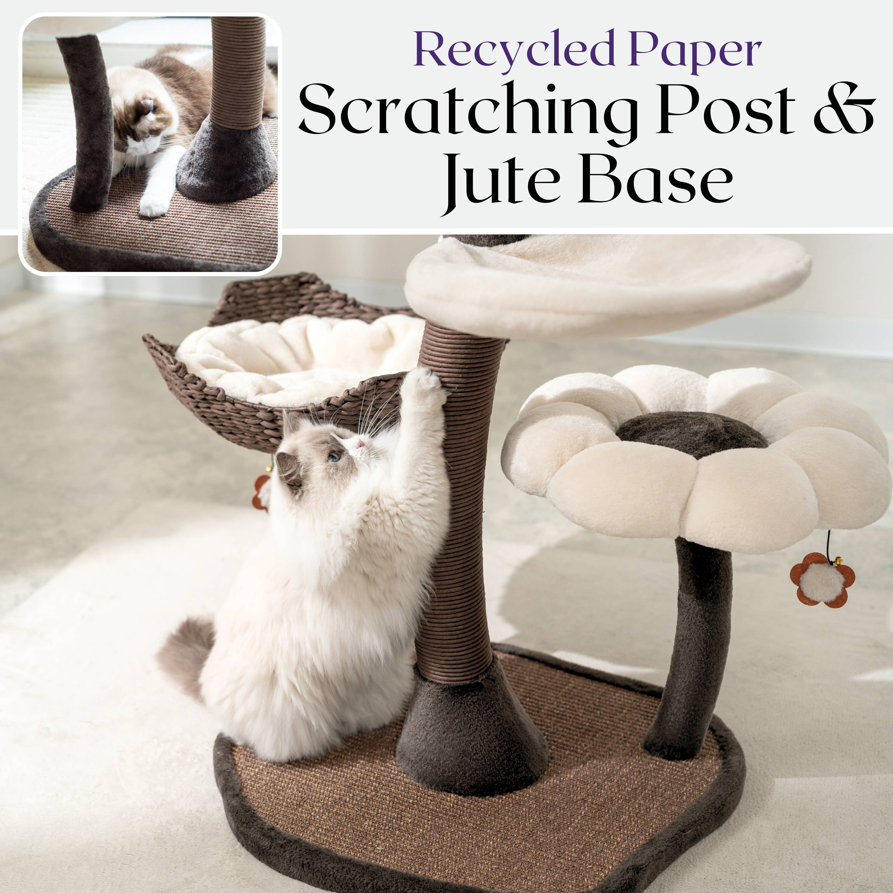 PetPals Group - Venta al por mayor Rascador - Gatos - Árbol para gatos Catry Blossom de 6 niveles, 59 pulgadas4