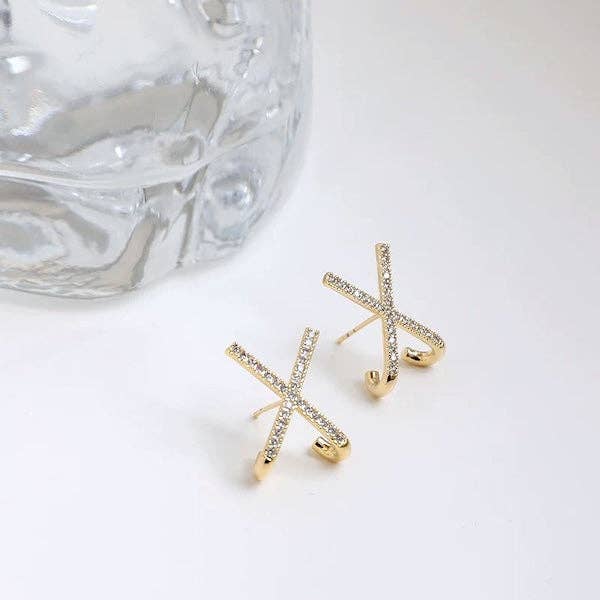 LanLivia – wholesale Stud/post earrings – Minimalist Cross Sparkling Earrings4