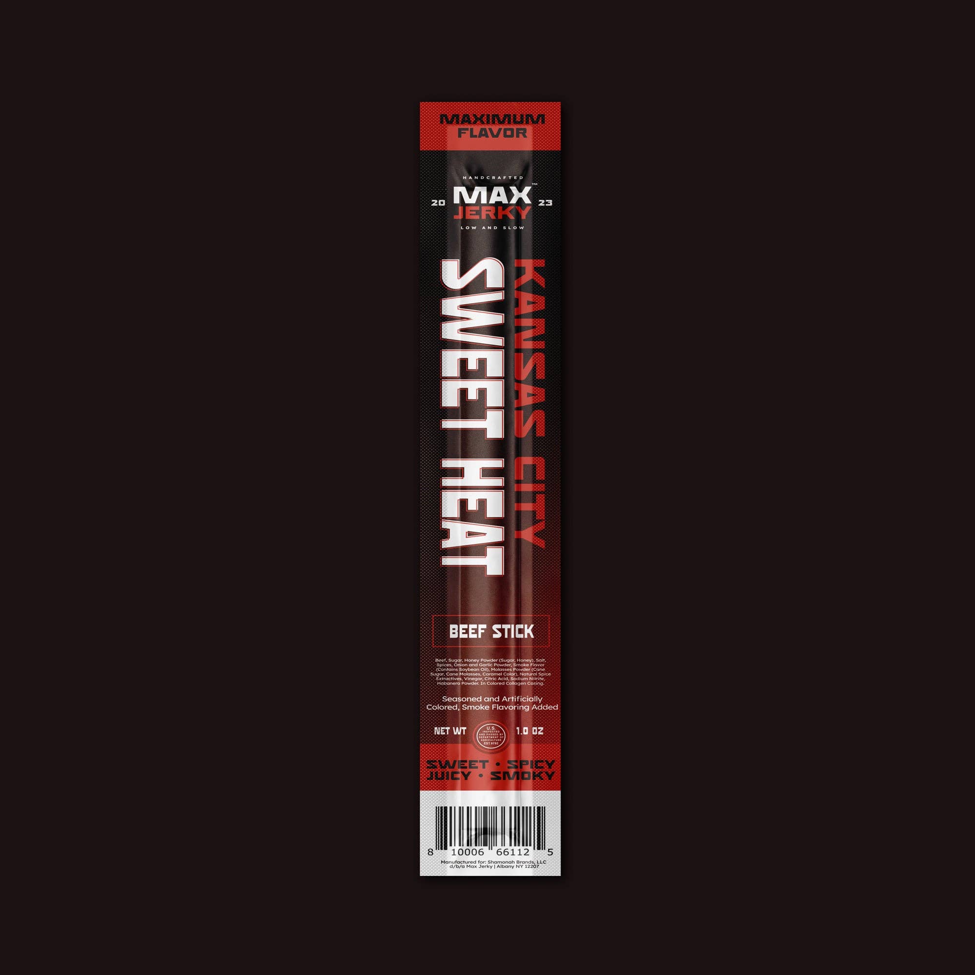 MaxJerky - Wholesale Jerky - Kansas City Sweet Heat Beef Sticks (1 Bag, 10 Sticks)1