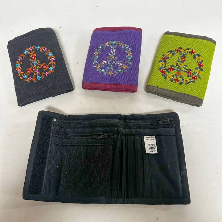 Portefeuille en coton avec signe de paix, ST-CP-GEN-33 pour la vente par Shop Therapy