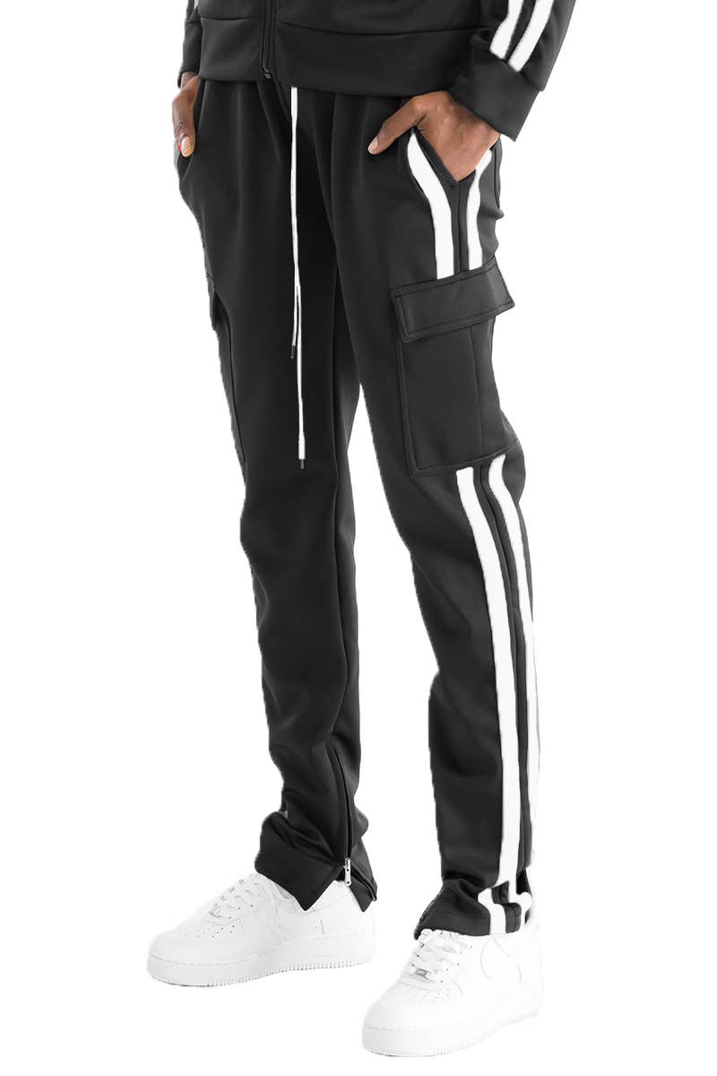 WEIV - Wholesale Athletic Sweatpants/Joggers - Men's - Two Stripe Cargo Pocket Track Pant Jogger3