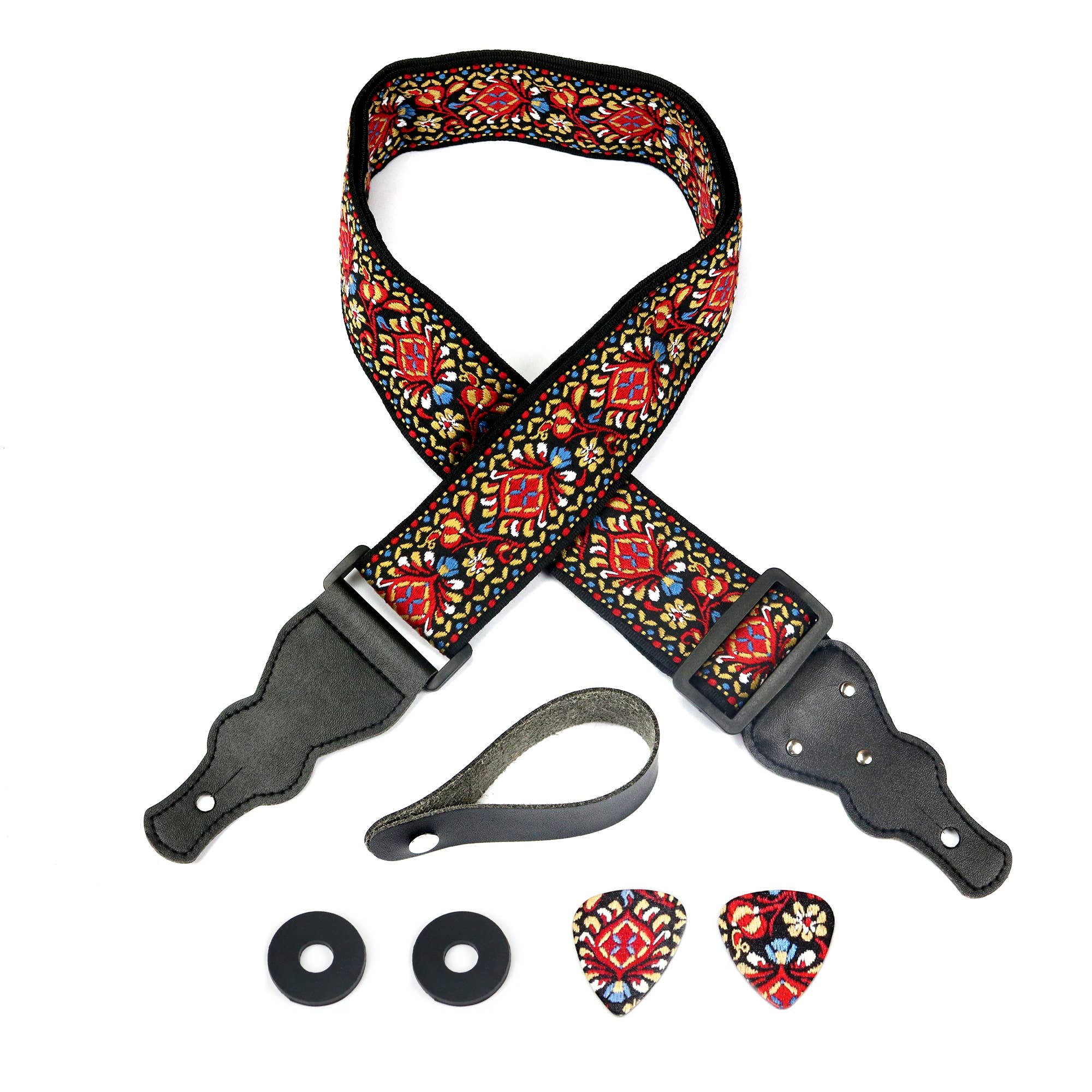 Gradzo - Wholesale Guitar Strap - Unisex - Red Vintage Woven Guitar Strap2