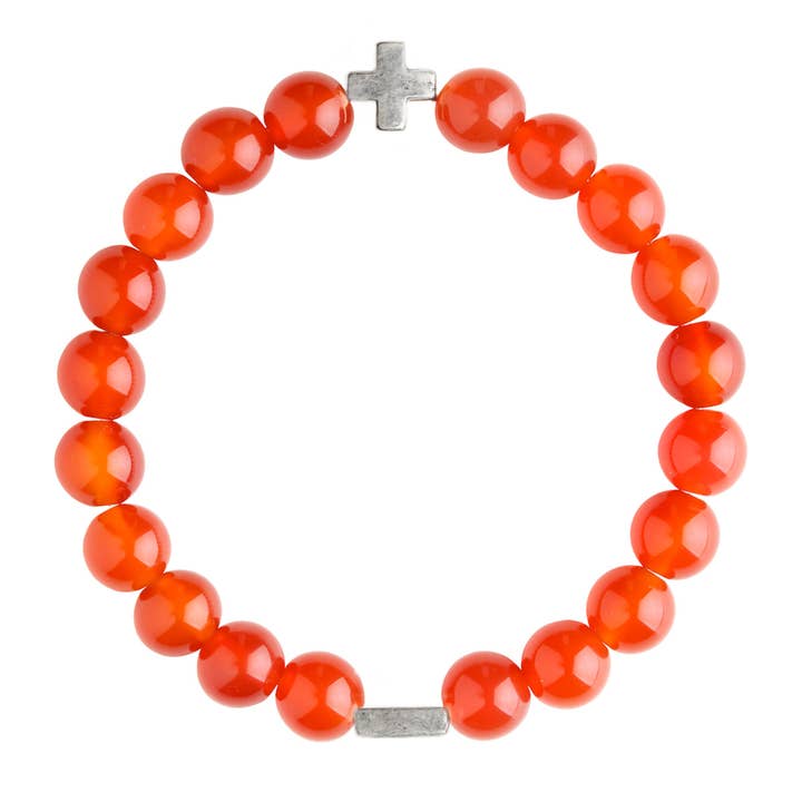 Creativity - Carnelian & Silver Elastic Bracelet for wholesale by CHARGED
