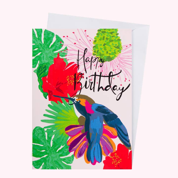Happy Birthday Hummingbird card for wholesale by Mayajoy