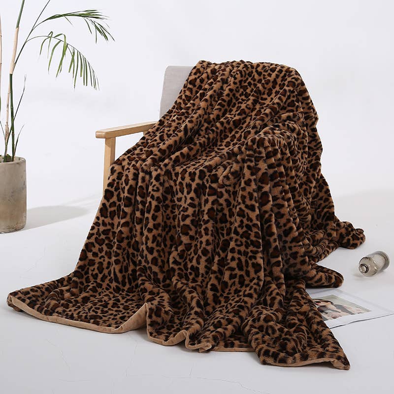 HIDDENBRAND - Wholesale Throw Blanket - Leopard fluffy faux fur Shaggy soft sofa throw blanket1