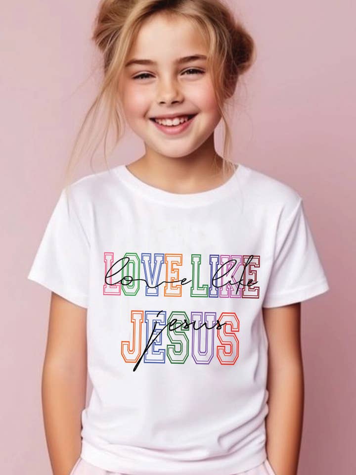 L1151 - LOVE LIKE JESUS graphic tee for wholesale by KNOCK ON THE STYLE