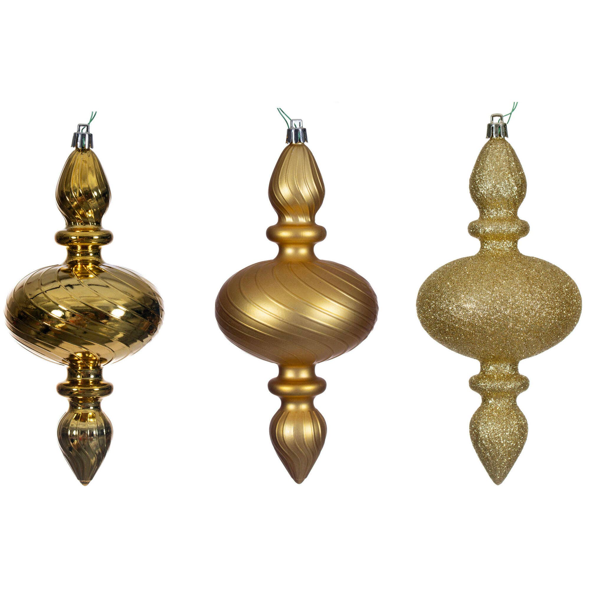 Or Vickerman Ornement Finial Tourbillon Doré 8,2" 3/Assort. en vente sur Faire0