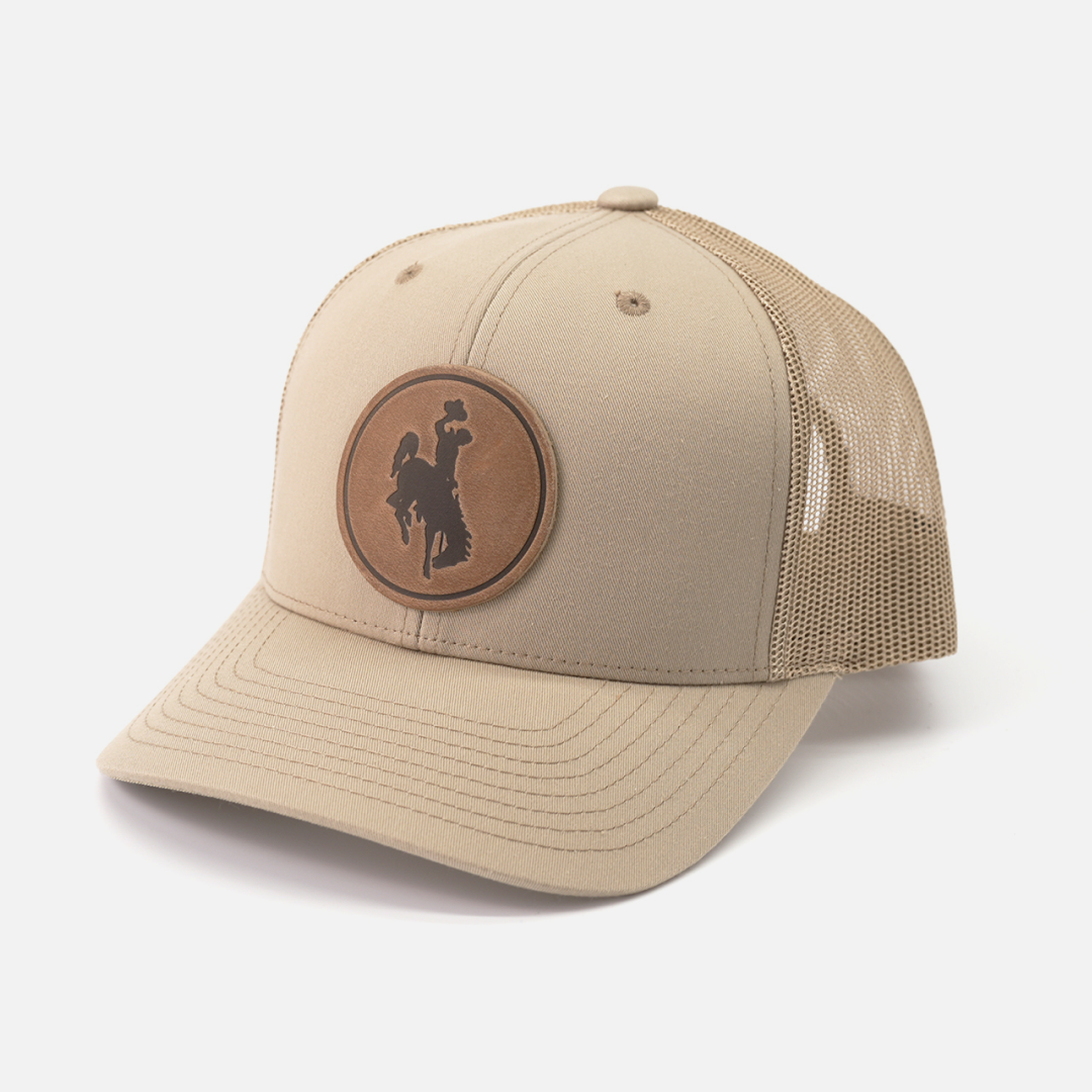 Range Leather Co. - Wholesale Trucker Hat - Unisex - Steamboat Hat - University of Wyoming Leather Patch Hat14