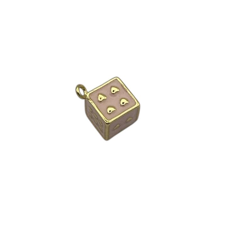 Pink Die Charm for wholesale by Parker J Jewelry & Charm Bar