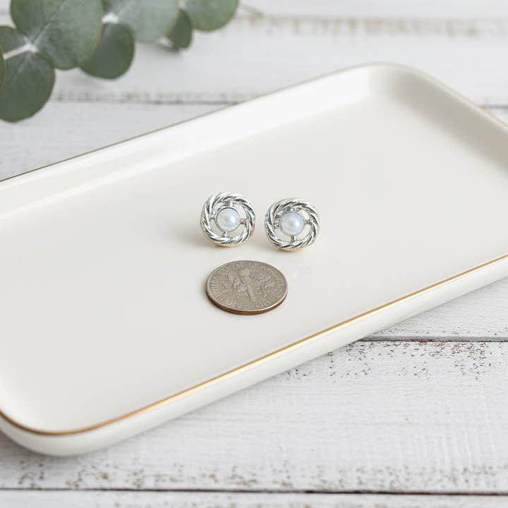 Pearl in Twists Earrings for wholesale by Laurel in Bloom