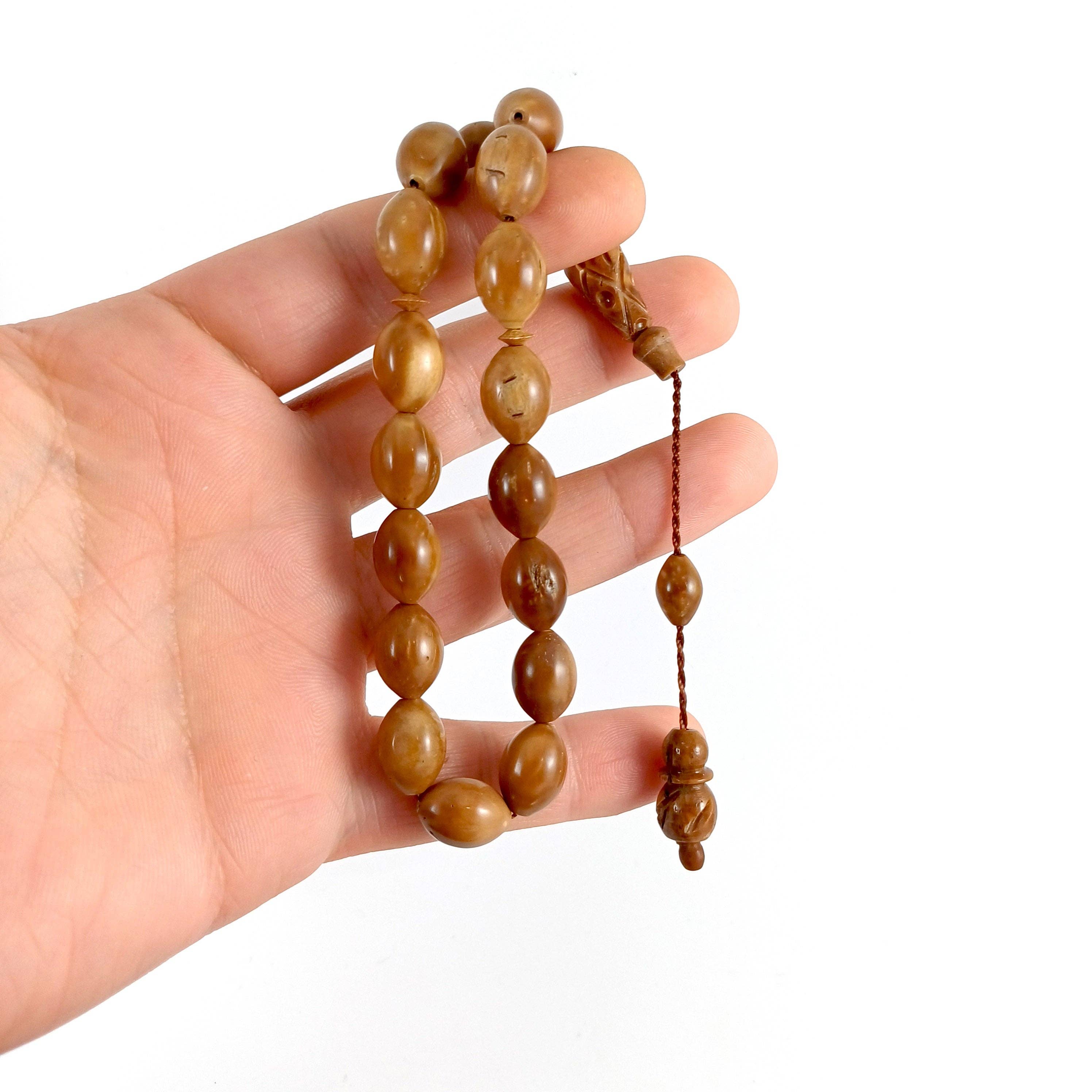 Aladdin - Wholesale Prayer Beads Necklace - Selderesi | Efe Size (Small Size) Natural Kuka Wood Tasbih2