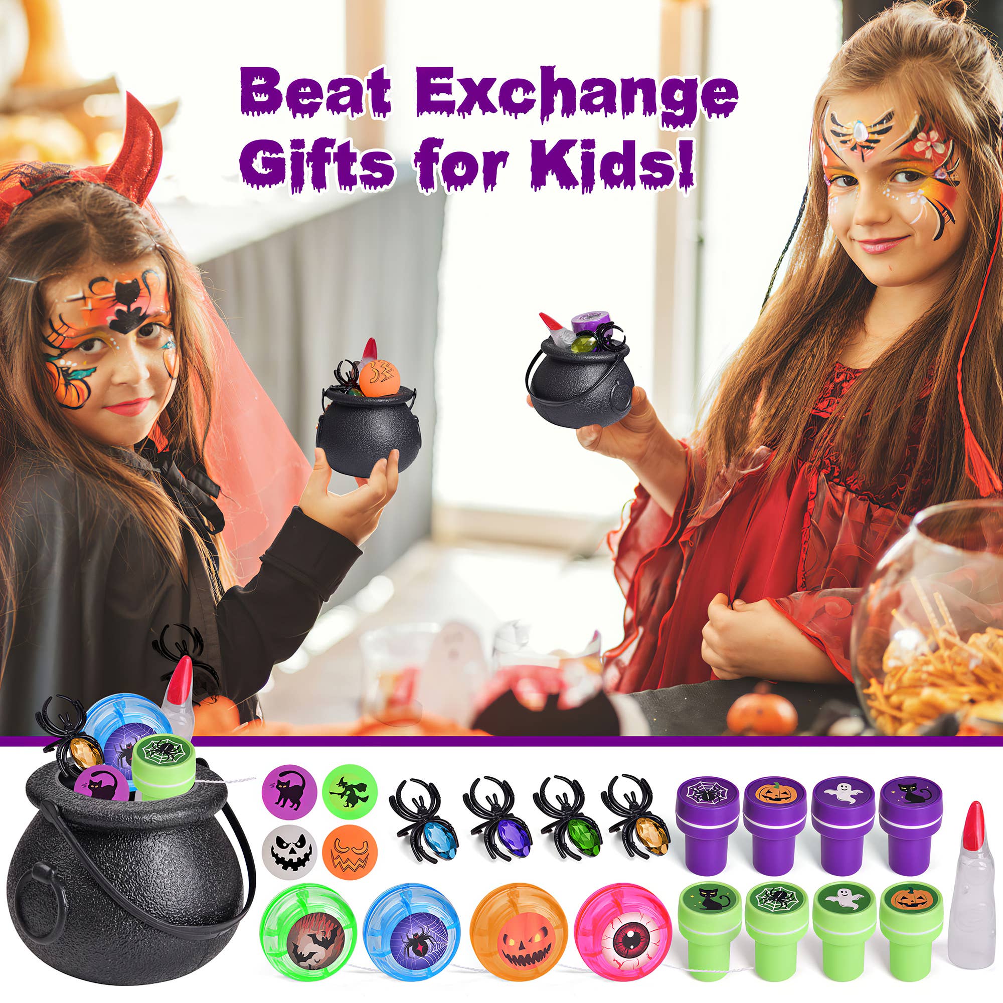 Fun Little Toys - Wholesale Party Favor - 144PCS Halloween Party Favors - Mini Witch Cauldrons10