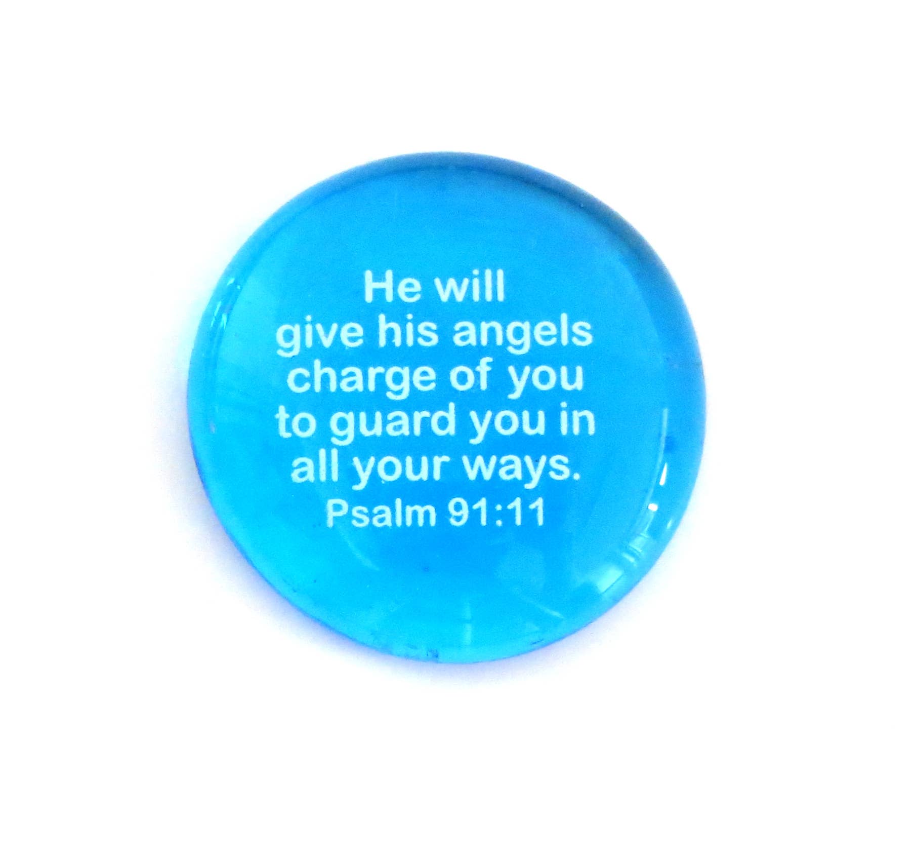 Lifeforce Glass, Inc. – wholesale Keepsake coin/token – Scripture Glass Stone: He Will Give His Angels...Psalm 91:115