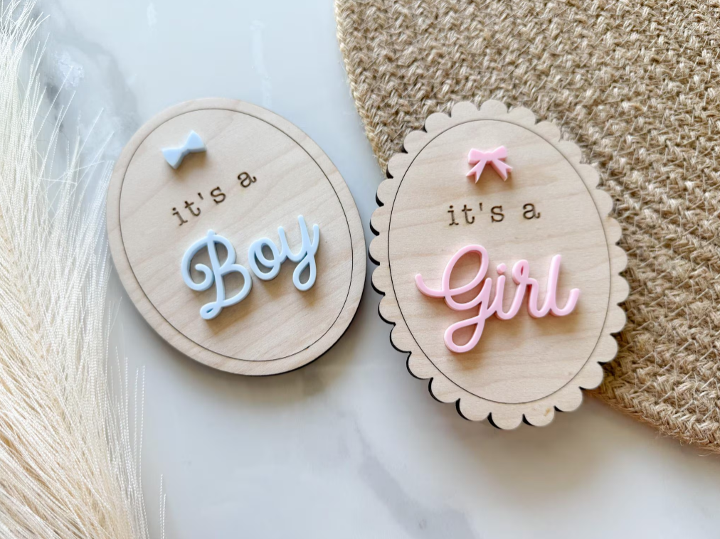 The Olive Branch - Wholesale Baby Announcement Card - Baby Gender Reveal and Stats Sign3