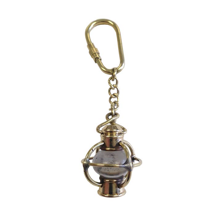 Brass Lantern Keychain with Clear Globe, 1-1/4" for wholesale by Madison Bay Co. - Historical Home Decor Reproductions