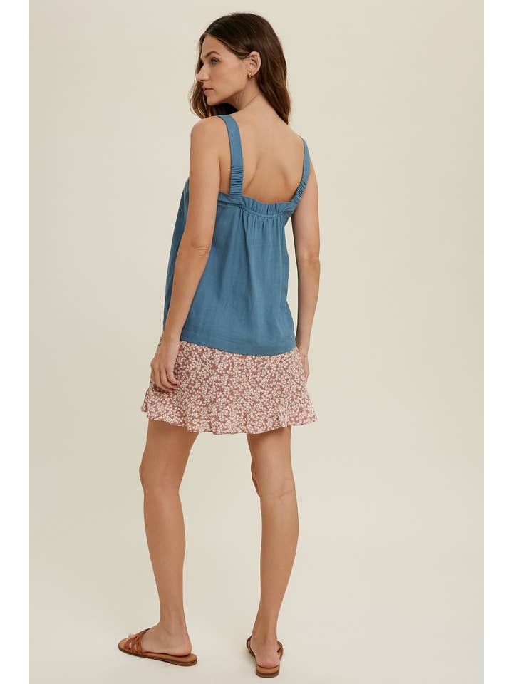 Wishlist Apparel - Wholesale Camisole - Women's - SQUARE NECK CAMI WITH RUFFLE DETAIL / WL22-714311