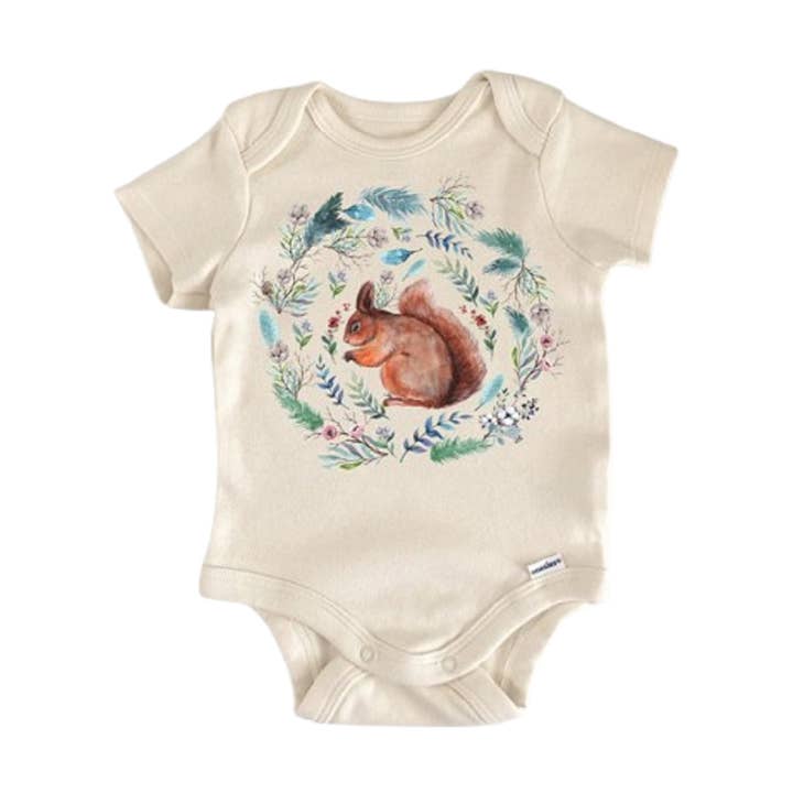 Squirrel Woodland Animal - Baby Boy Girl Clothes Infant Bodysuit Funny Cute Newborn for wholesale by North Fork Forager LLC