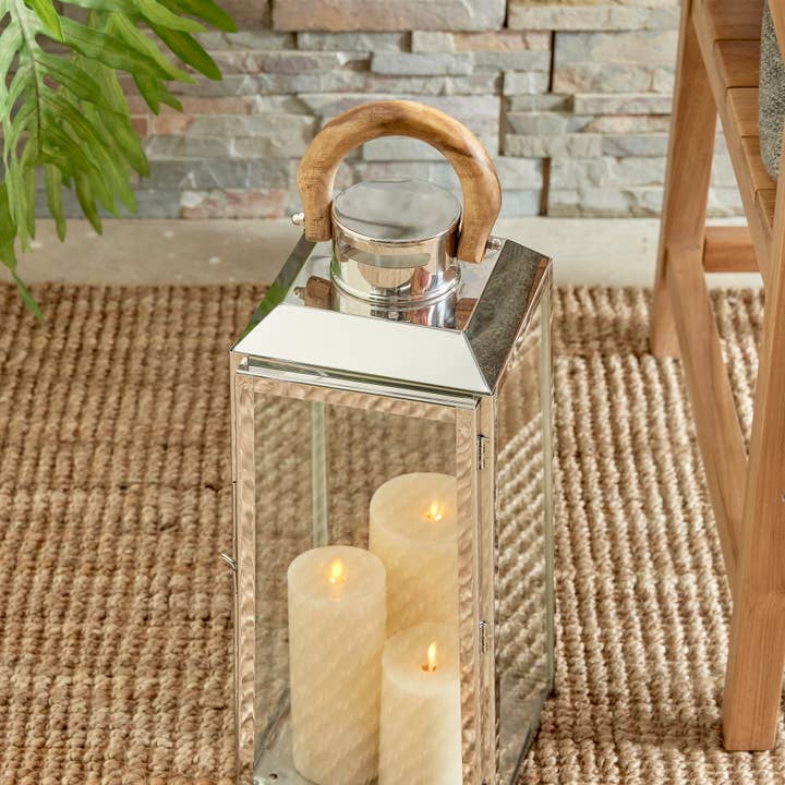 Stainless Steel Natural Oceanside Outdoor Lantern Large for wholesale on Faire2