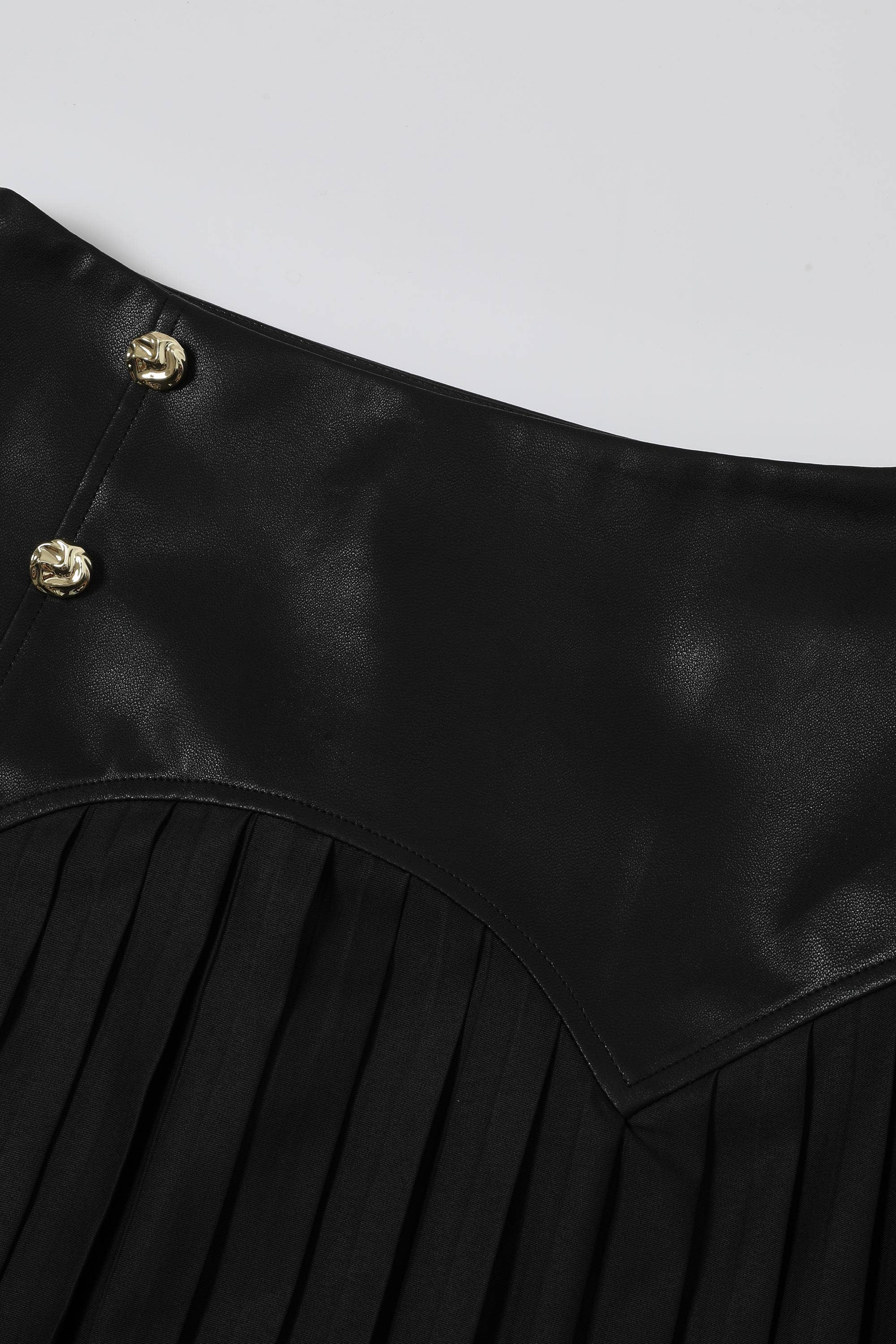 RIVIR - Wholesale Skirt - Women's - Faux Leather Pleated Midi Skirt6