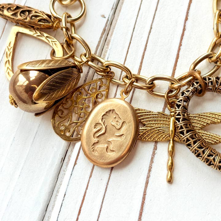 Lenora Dame - Wholesale Charm/Dangle Bracelet - Vintage Inspired Gilded Charm Bracelet2