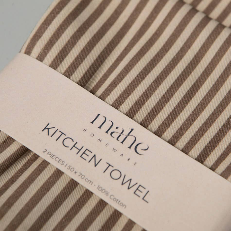 Mahe Homeware - Wholesale Tea Towel - Brown Stripe Kitchen Towel Set 24