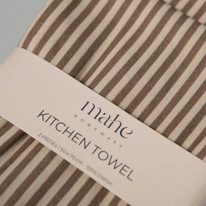 Mahe Homeware - Wholesale Tea Towel - Brown Stripe Kitchen Towel Set 24