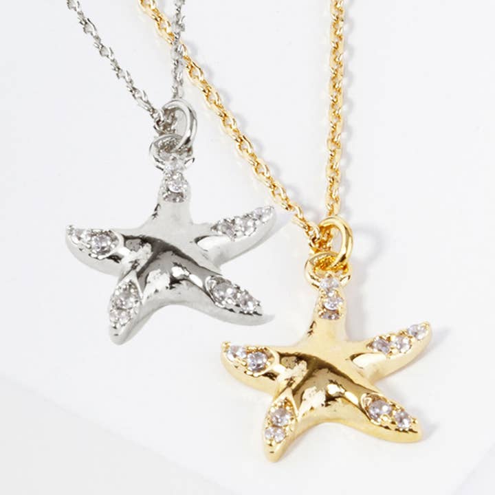 18K Gold White Gold Dipped Starfish Necklace for wholesale by Fashion City