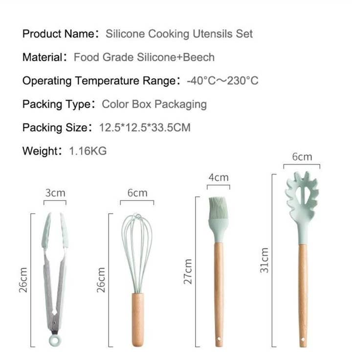 Homerely (We Cover All Import Duties) - Wholesale Keukengereedschapsset - 12 stuks siliconen keukengerei kookgerei set3