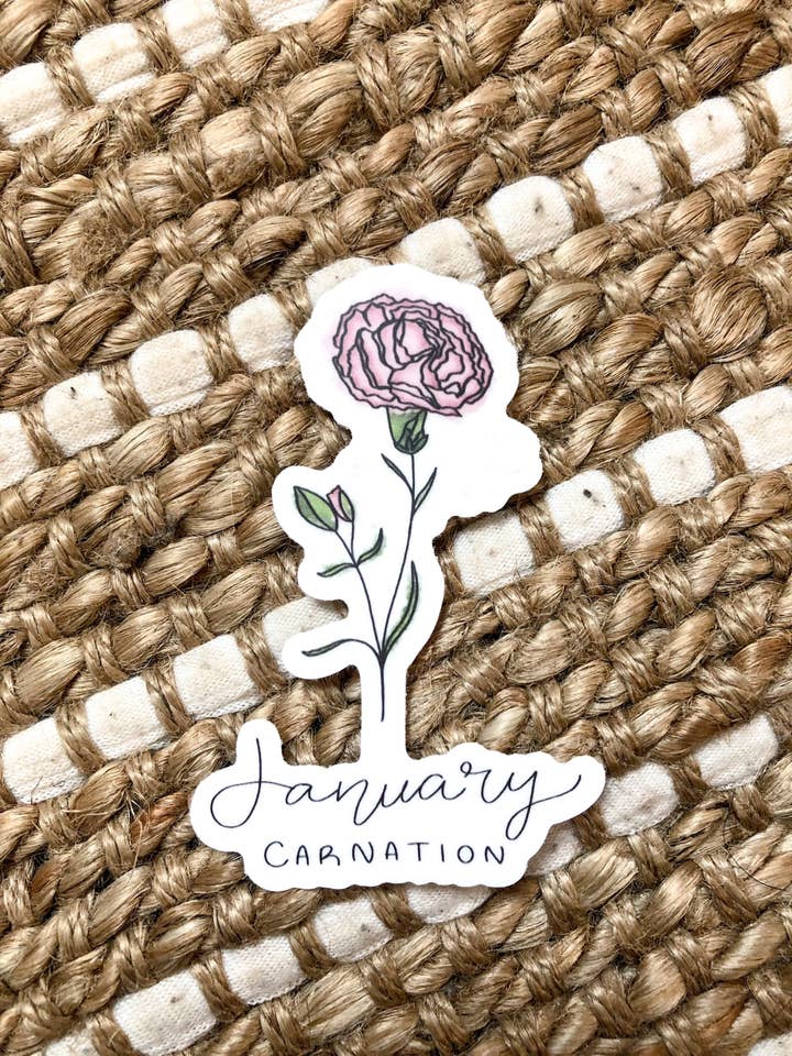 Adhesivo de clavel de enero || Resistente al agua || Vinilo para venta al por mayor de Creatively 4 Christ
