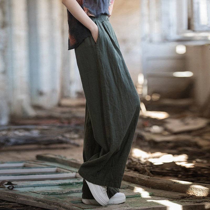 FurDecoration - Wholesale Pants - Women's - Loose Fit Casual Thin Straight Leg Pants In Solid Color2