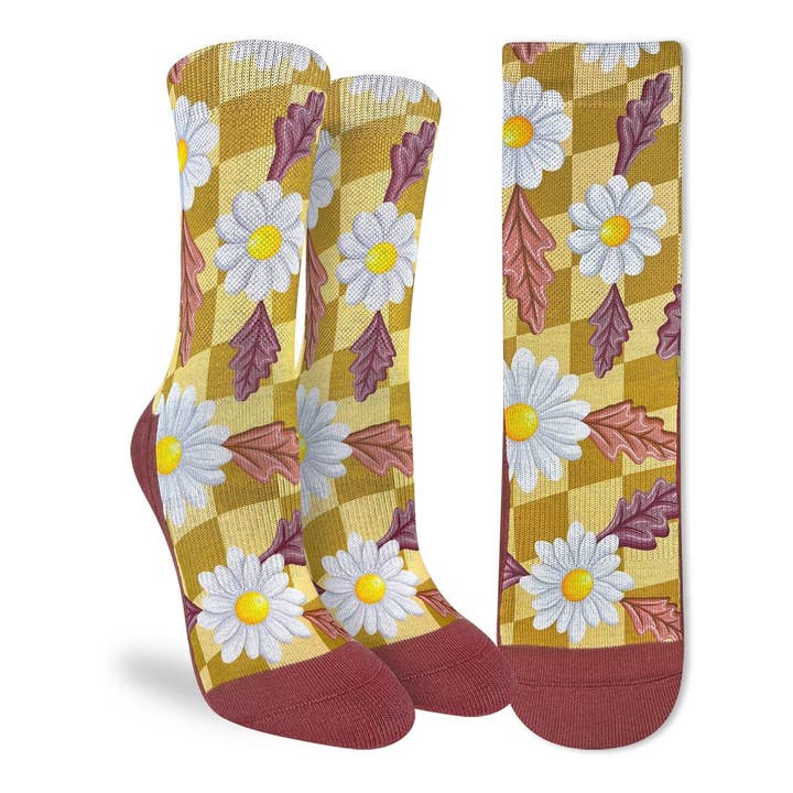 Women's Checkered Daisies Socks for wholesale by Good Luck Sock