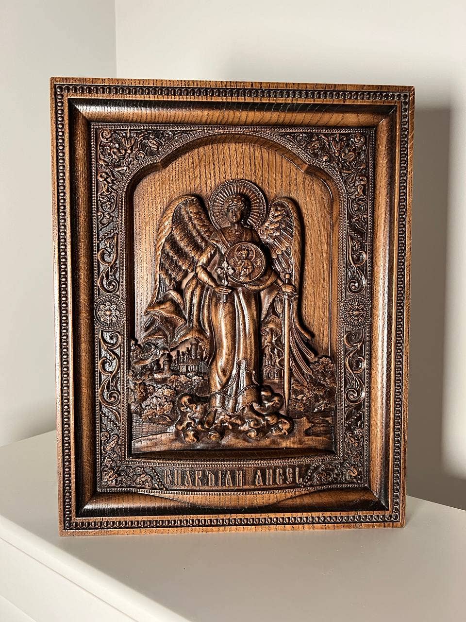 KozakWorkshop – wholesale Wall Accent – Guardian Angel wooden wall handmade decor christian art0