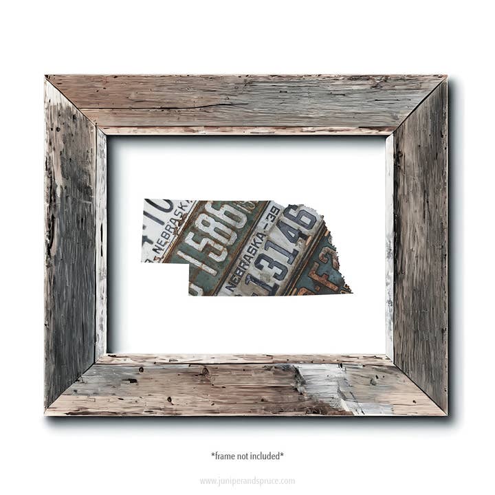Nebraska Vintage License Plate Home Print for wholesale by Juniper & Spruce