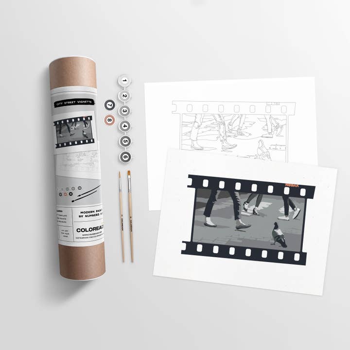 Vignette de rue de la ville | Kit de peinture moderne par numéros pour la vente par Coloready