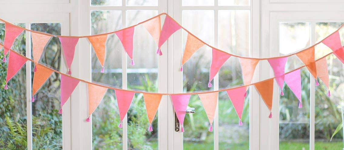 Talking Tables UK - Wholesale Bunting/garland - Pink Fabric Cotton Bunting - 3m | Valentine's Day |5