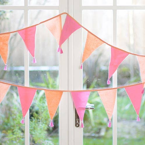Talking Tables UK – wholesale Bunting/garland – Pink Fabric Cotton Bunting - 3m | Valentine's Day |5