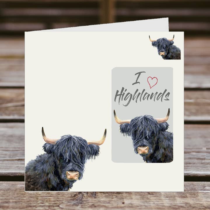 HIGHLAND COW "Hagrid",  Fridge Magnet greetings card  for wholesale by Field and Fur Gifts