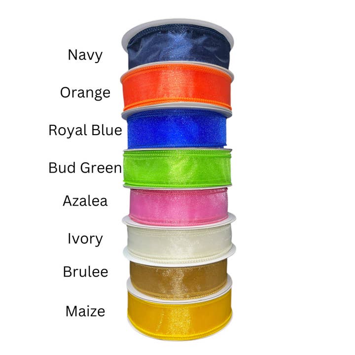 Thompson Wholesale - Wholesale Ribbon - Gift Wrapping - Sheer Organza 1.5" Wired Ribbon Customizable (10 PK)3