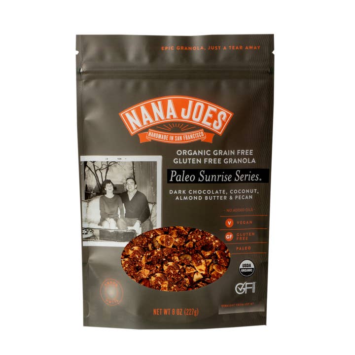 Paleo Sunrise Series: Dark Chocolate, Almond Butter & Pecan for wholesale by Nana Joes Granola