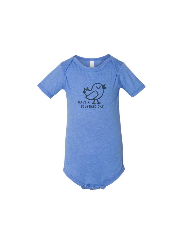 Bluebird Day Baby Onesie for wholesale by Buffalo Mountain Print + Supply