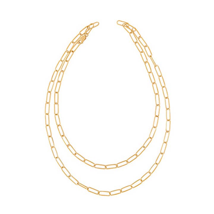 Square-round Link Layered Long Chain Necklace for wholesale by The Style K