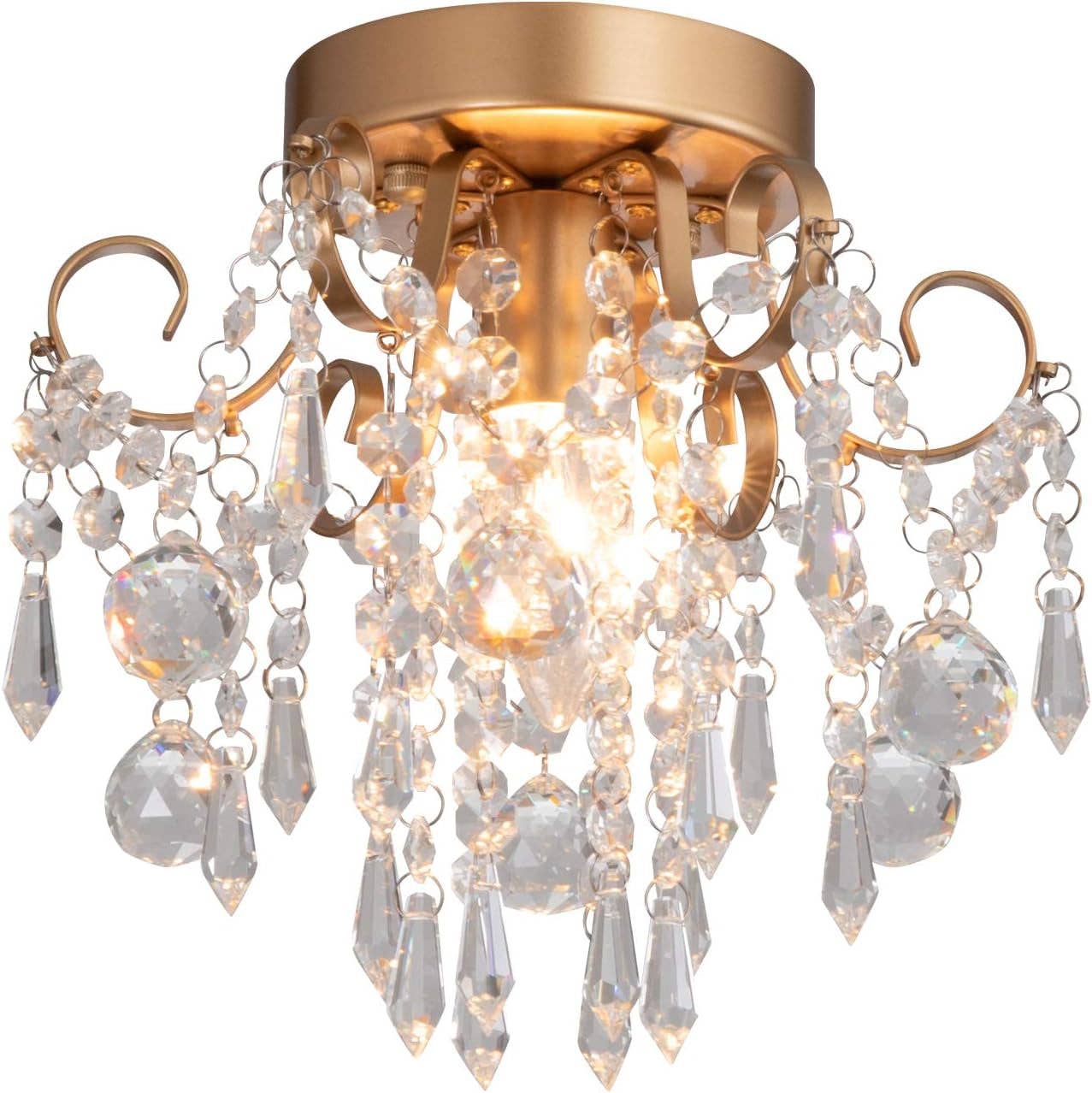 Mini Crystal Chandelier Flush Mount Gold Ceiling Light for wholesale on Faire1