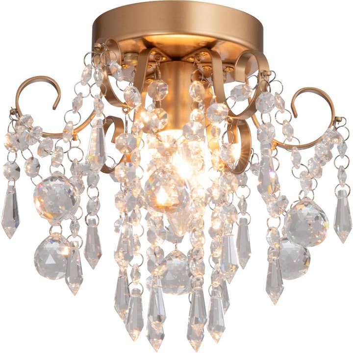 Mini Crystal Chandelier Flush Mount Gold Ceiling Light for wholesale on Faire1