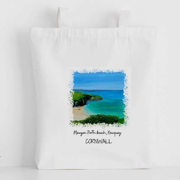 Luxe canvas draagtas, Mawgan Porth Beach, Newquay voor wholesale door H'Art and Design