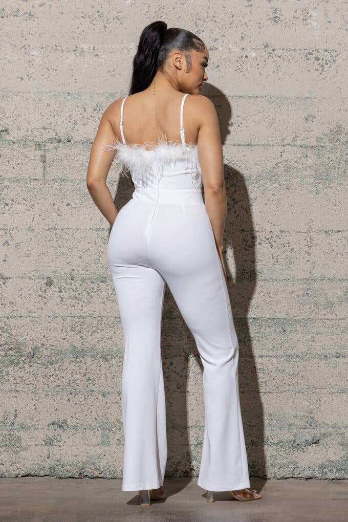 Melrose with Love - Vente Combinaison – femme - COMBINAISON EN CRÊPE À BAS CLOCHE AVEC PLUMES10