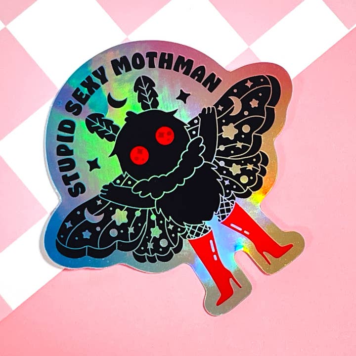 Stupid Sexy Mothman Holographic Sticker | Cryptid | Folklore for wholesale by Kidnichols